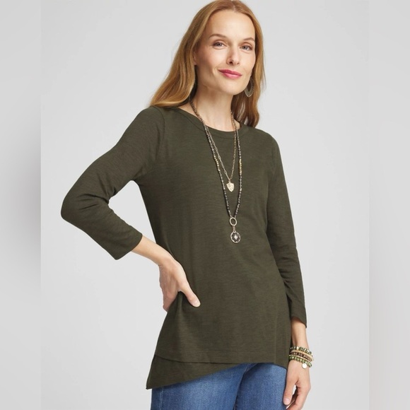 Willi Smith| Green Relaxed Long Sleeve Tunic - Picture 1 of 8